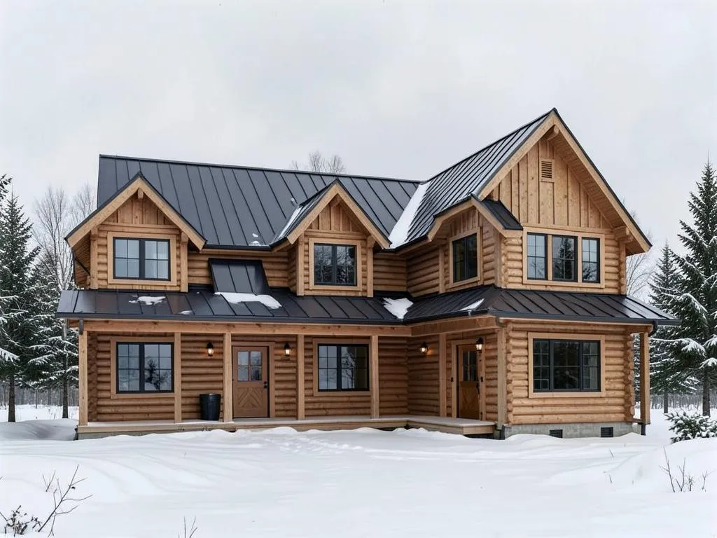 Floor Plan 4 exterior rendering — 30' × 40' Alaska log home